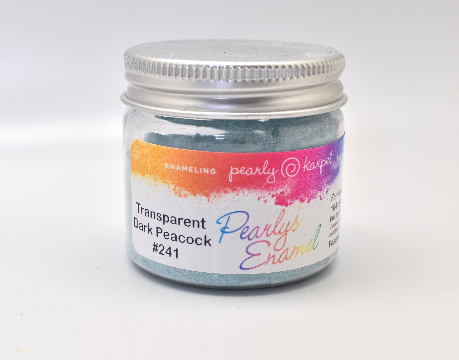 Pearly's Enamel Powder No. 241 Transparent Dark Peacock 3oz. (85gr.) Great for torch/kiln/Cloisonné and Wet Packing Enameling