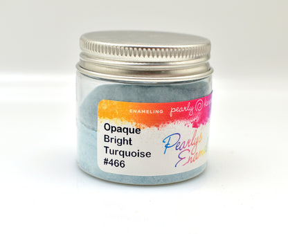Pearly's Enamel Powder No. 466 Opaque Bright Turquoise 3oz. (85gr.) Great for torch/kiln/Cloisonné and Wet Packing Enameling