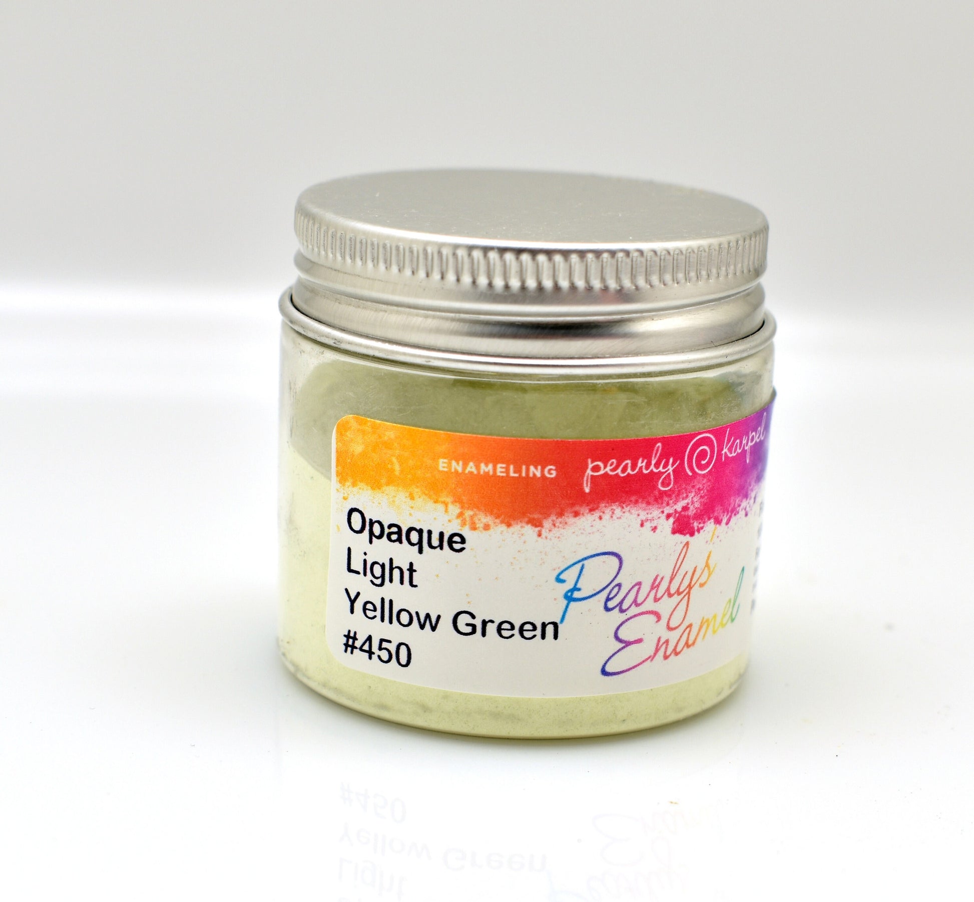 Pearly's Enamel Powder No. 450 Opaque Light Yellow Green 3oz. (85gr.) Great for torch/kiln/Cloisonné and Wet Packing Enameling