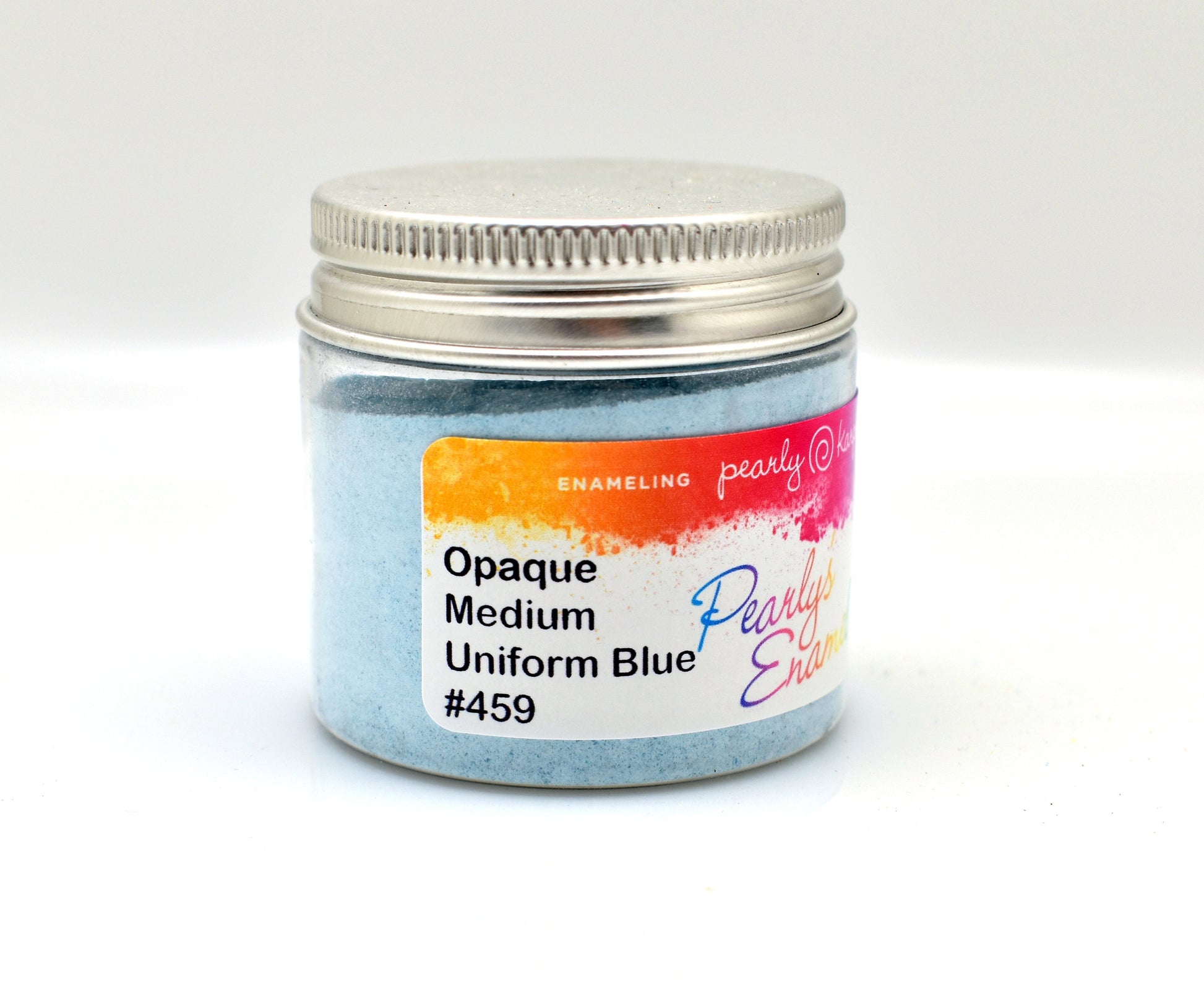 Pearly's Enamel Powder No. 459 Opaque Medium Uniform Blue Lead Free 3oz. (85gr.) Great for torch/kiln/Cloisonné and Wet Packing Enameling