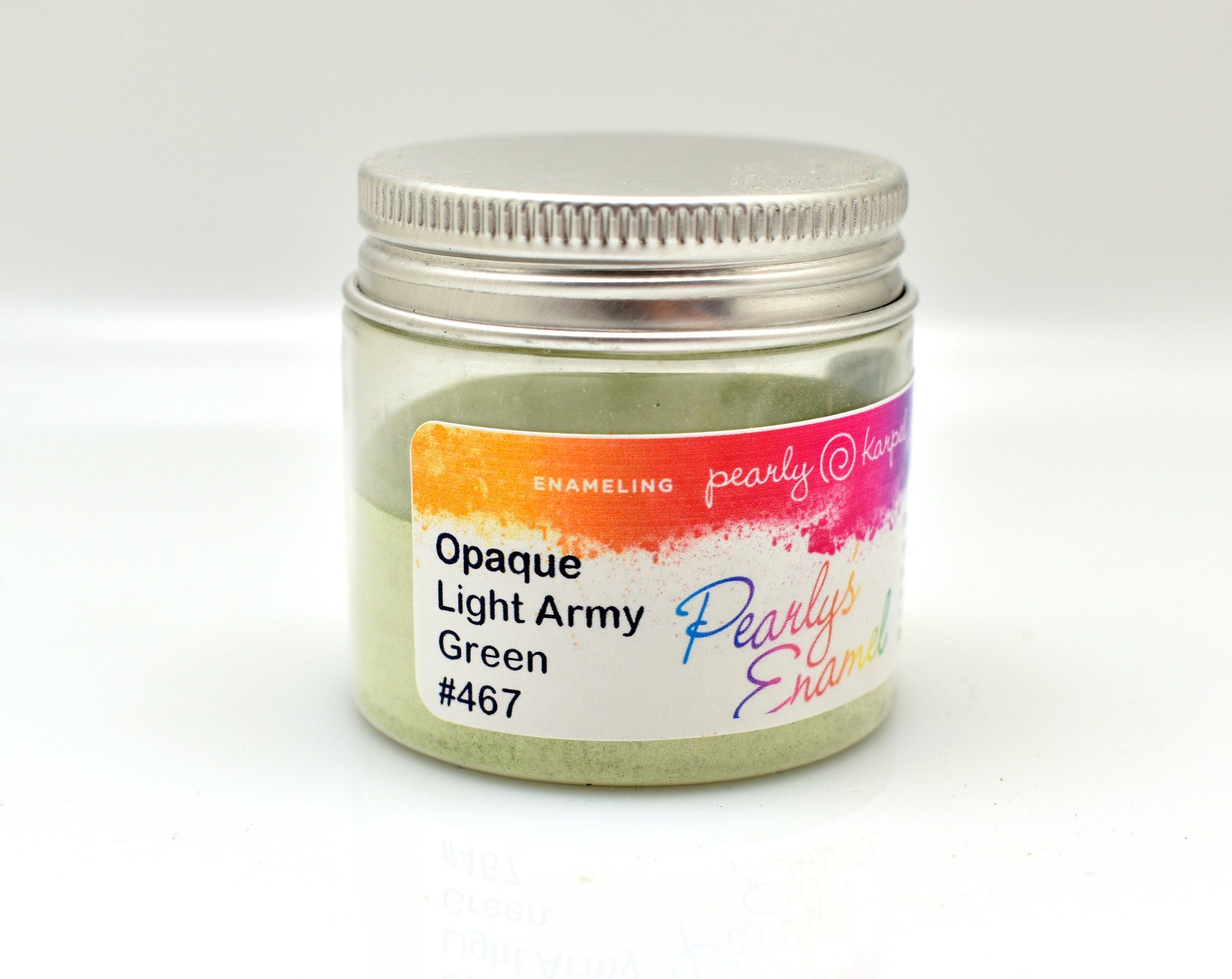 Pearly's Enamel Powder No. 467 Opaque Light Army Green 3oz. (85gr.) Great for torch/kiln/Cloisonné and Wet Packing Enameling