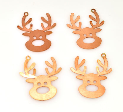 Christmas Deer Copper Blanks - 318# Christmas dear copper blank, stamped enamel, solid copper, stamping blank, personalized, raw copper