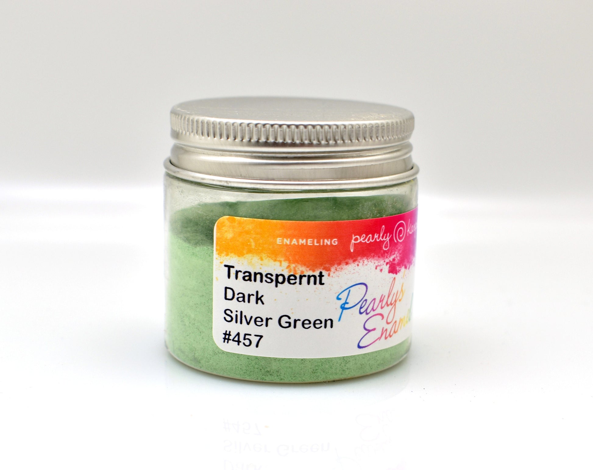 Pearly's Enamel Powder No. 457 Transparent Dark Silver Green 3oz. (85gr.) Great for torch/kiln/Cloisonné and Wet Packing Enameling