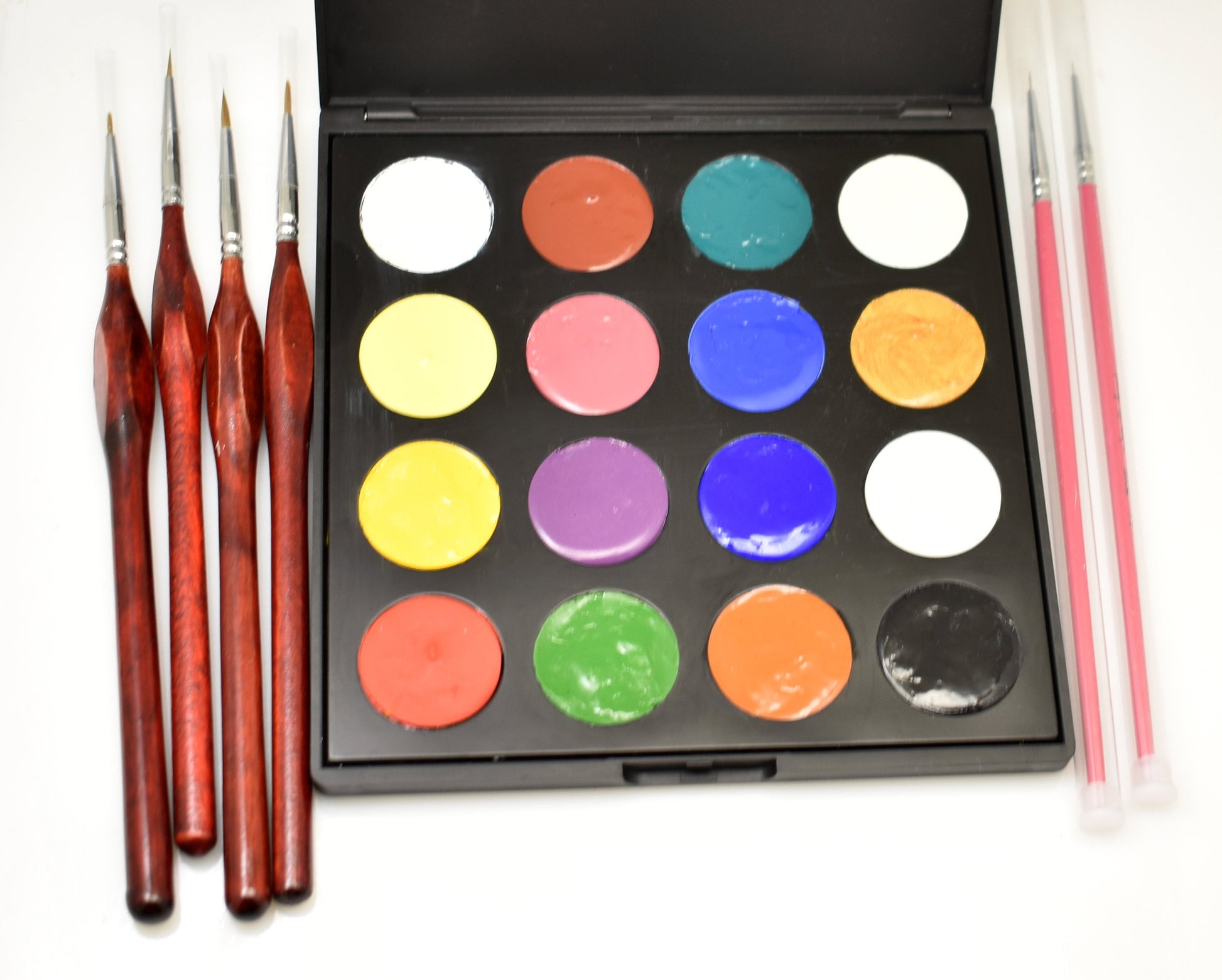 New - Cool Hot Paints Complete Kit - lead free - including Mixing Palette - Apply On Enameled Components- 16 Colors Palette and Brushes