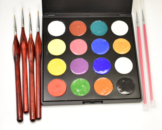New - Cool Hot Paints Complete Kit - lead free - including Mixing Palette, Apply On Enameled Components - 16 Colors Palette and Brushes