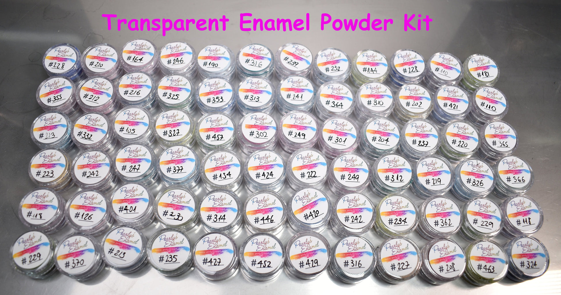 Kits, 234 Pearly's Enamel Powder Samples Opaque and Transparent Kit (jars of 6gr.) Great for torch/kiln/Cloisonné and Wet Packing Enameling