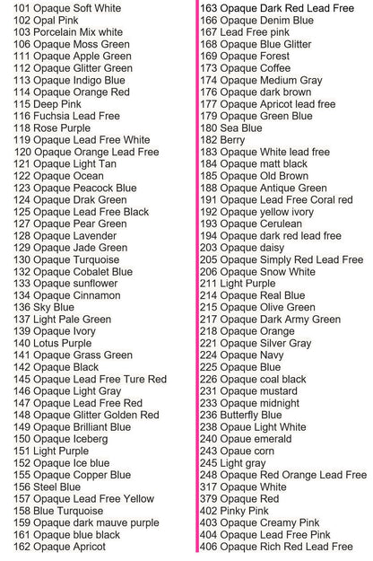 136 Pearly's Enamel Powder Samples Opaque Kit (jars of 6gr.) Great for torch/kiln/Cloisonné and Wet Packing Enameling
