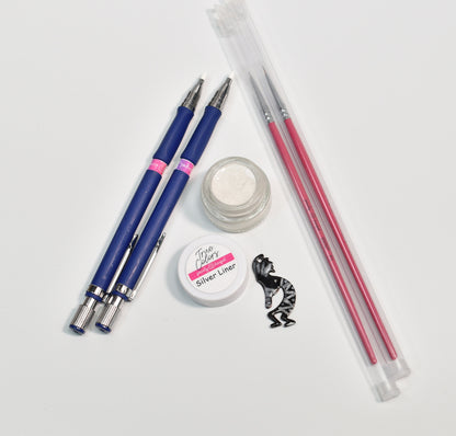 Paints - Silver Liner Kit - lead free - great for adding metallic detailds and contour on enameled components