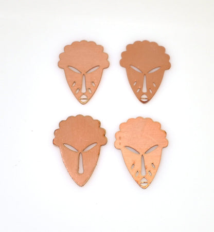Copper Blanks - 335# New African Masks Copper blank , stamped enamel , solid copper, stamping blank, personalized copper blank, raw copper