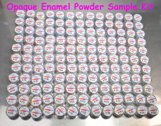 136 Pearly's Enamel Powder Samples Opaque Kit (jars of 6gr.) Great for torch/kiln/Cloisonné and Wet Packing Enameling