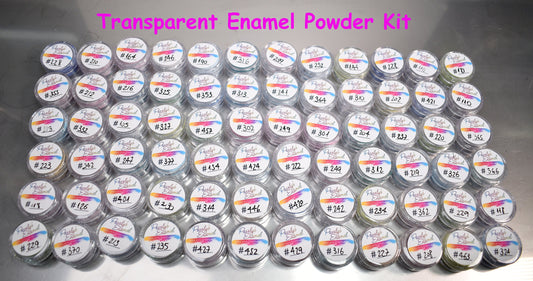 100 Pearly's Enamel Powder Samples Transparent Kit (jars of 6gr.) Great for torch/kiln/Cloisonné and Wet Packing Enameling