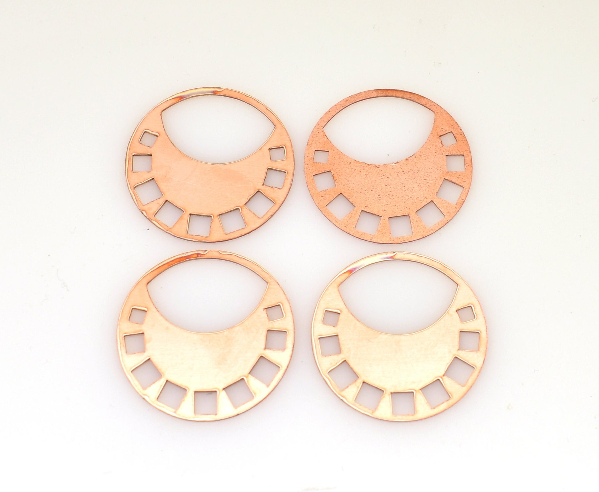 Copper - 382# New - Round With Squares Copper blank , stamped enamel , solid copper, stamping blank, personalized copper blank, raw copper