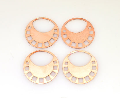 Copper - 382# New - Round With Squares Copper blank , stamped enamel , solid copper, stamping blank, personalized copper blank, raw copper