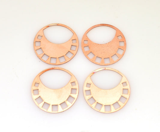 Copper - 382# New - Round With Squares Copper blank , stamped enamel , solid copper, stamping blank, personalized copper blank, raw copper