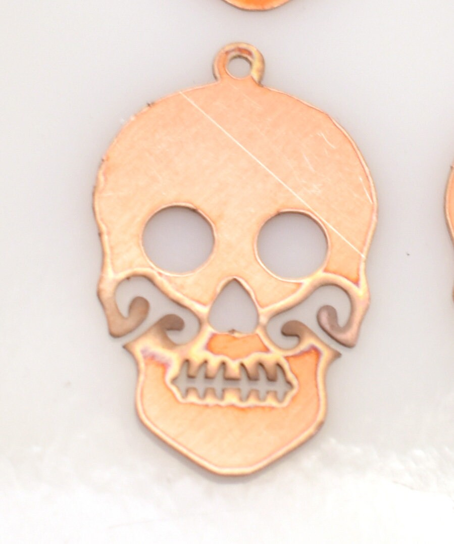 Copper Blanks - 379# Skull copper blank , stamped enamel , copper for enameling, stamping blank, personalized, copper blank, raw copper