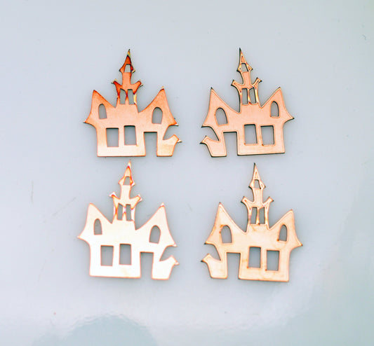Copper - 403# halloween castle copper blank, halloween, stamped enamel , solid copper, enamel, stamping blank, personalized, raw copper