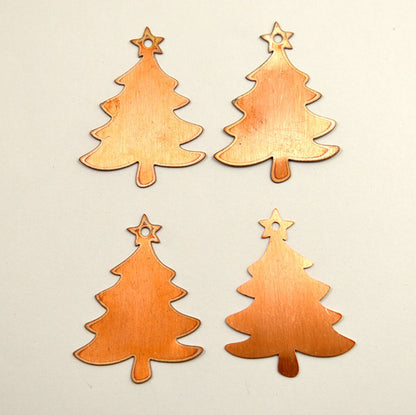 Christmas Copper Blanks - 75# Christmas tree copper blank, stamped enamel, solid copper, stamping blank, personalized, raw copper