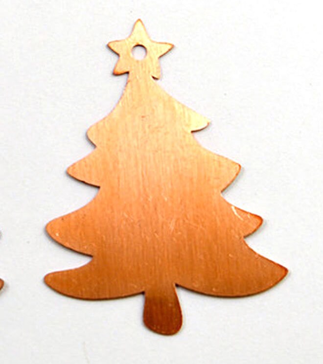 Christmas Copper Blanks - 75# Christmas tree copper blank, stamped enamel, solid copper, stamping blank, personalized, raw copper