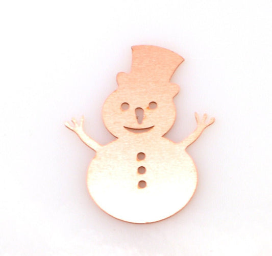 Copper - 421# Snowman copper blank , stamped enamel , solid copper, stamping blank, personalized , copper blank, raw copper