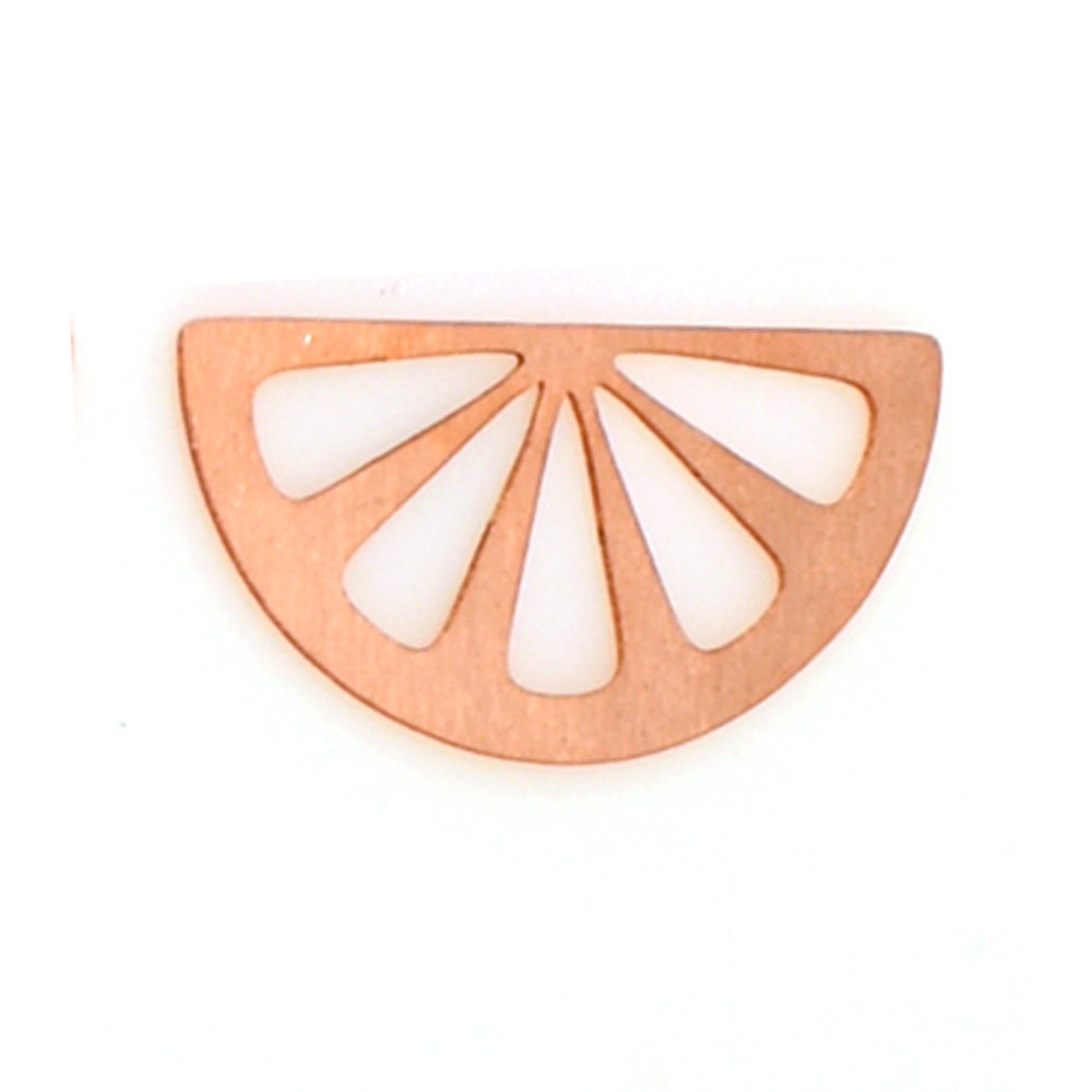 Copper Blanks - 553# Half Citrus Fruit Slice copper blank - 24 Gauge, raw Solid