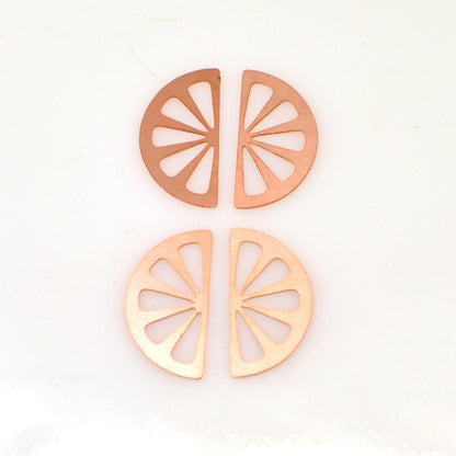Copper Blanks - 553# Half Citrus Fruit Slice copper blank - 24 Gauge, raw Solid