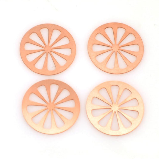 Copper Blanks - 556# Citrus Fruit Slice copper blank - 24 Gauge, raw Solid