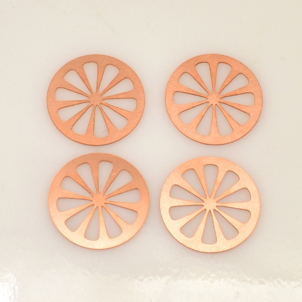 Copper Blanks - 556# Citrus Fruit Slice copper blank - 24 Gauge, raw Solid