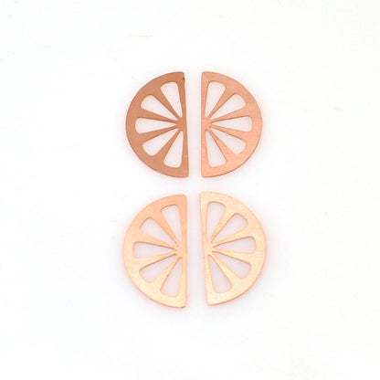 Copper Blanks - 553# Half Citrus Fruit Slice copper blank - 24 Gauge, raw Solid