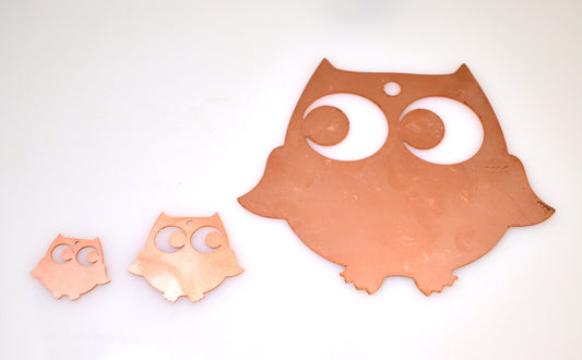 Copper Blanks - 536# Owl copper blank - 24 Gauge, raw Solid
