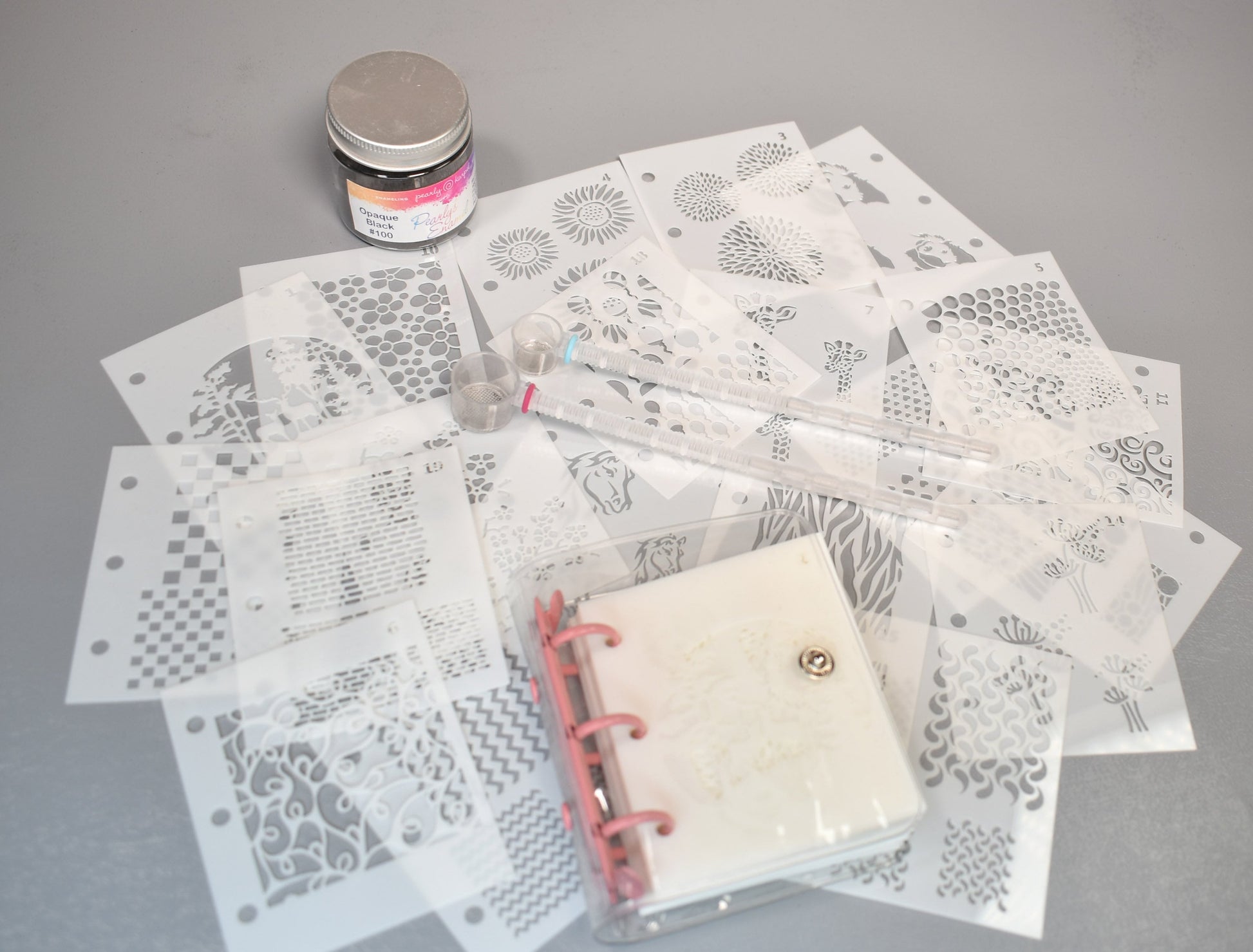 Enameling Supplies 20 Different Designs Stencils With Folder - great for adding enamel powders