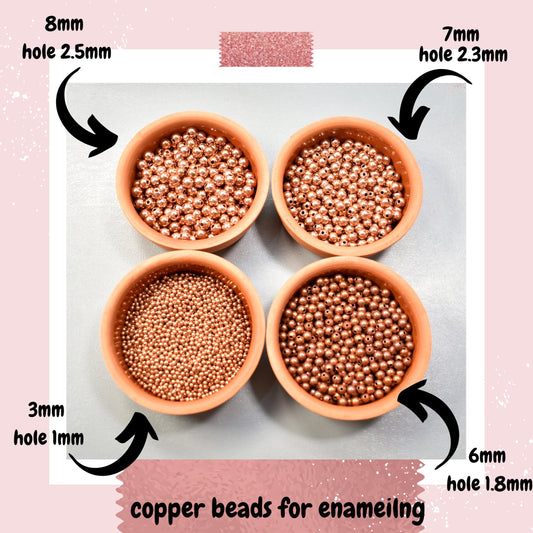 Copper Blanks - 187# Solid Raw Copper beads for enameling 3mm, 6mm, 7mm, 8mm