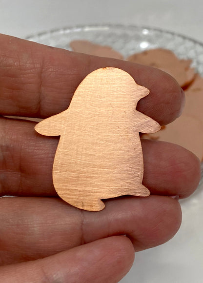 Copper Blanks - 677# Penguin copper blank , stamped solid copper, round stamping blank, personalized copper blank, raw copper