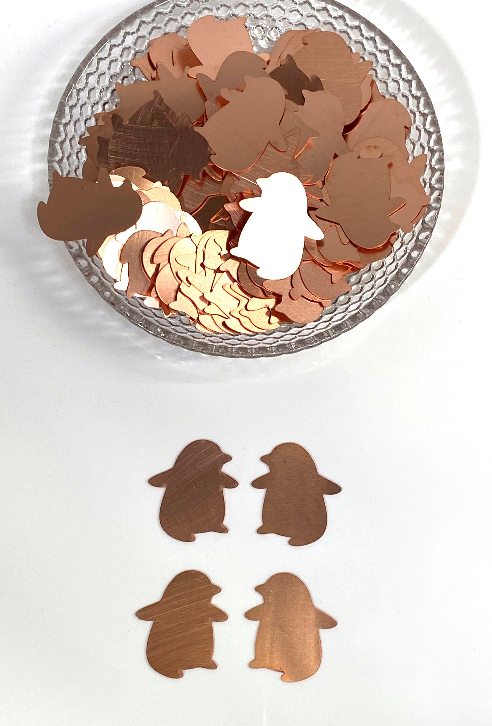 Copper Blanks - 677# Penguin copper blank , stamped solid copper, round stamping blank, personalized copper blank, raw copper