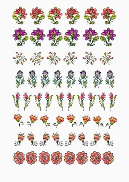 Ceramic Flowers Decals - Enamel & Fusible Decal for Glass Fusing - Waterslide Decal 1001