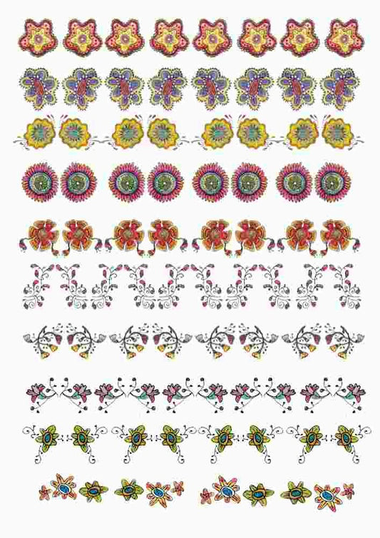 Botanical Flowers Design, Ceramic Decals, Enamel and Glass Fusing Decals, Waterslide Decals, 1002