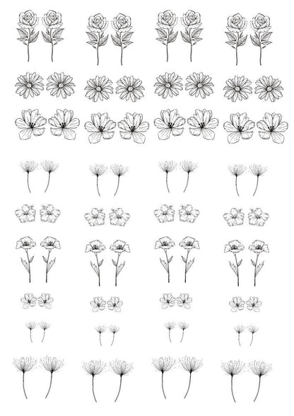 Flowers Ceramic Decals, Full Sheet Waterslide Decals, Decals for Enamel or Glass, Image Transfer, Enamel Supplies