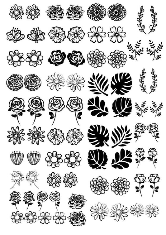 Decals, Flowers Ceramic decals - Enamel Decal - Fusible Decal - Glass Fusing Decal ~ Waterslide Decal 3016