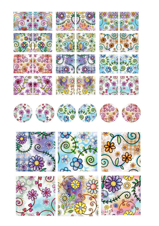 Decals, Flowers Ceramic decals - Enamel Decal - Fusible Decal - Glass Fusing Decal ~ Waterslide Decal - 4005