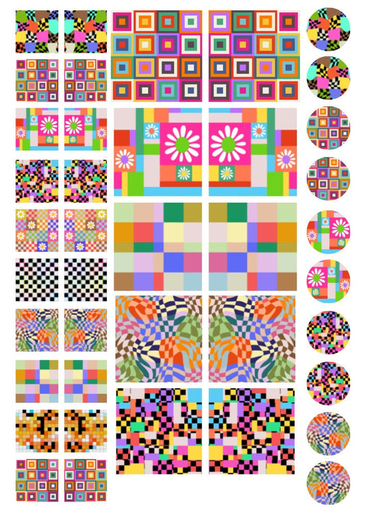 Decals, Geometric Ceramic decals - Enamel Decal - Fusible Decal - Glass Fusing Decal ~ Waterslide Decal - 4009