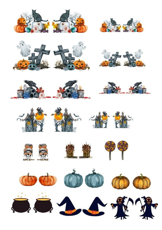 Decals, Halloween - Ceramic decals - Enamel Decal - Fusible Decal - Glass Fusing Decal ~ Waterslide Decal 6002