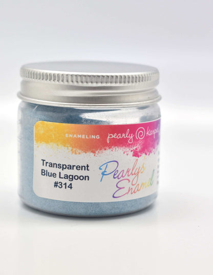 Pearly's Enamel Powder No. 316 Transparent Silver peacock blue 3oz. (85gr.) Great for torch/kiln/Cloisonné and Wet Packing Enameling