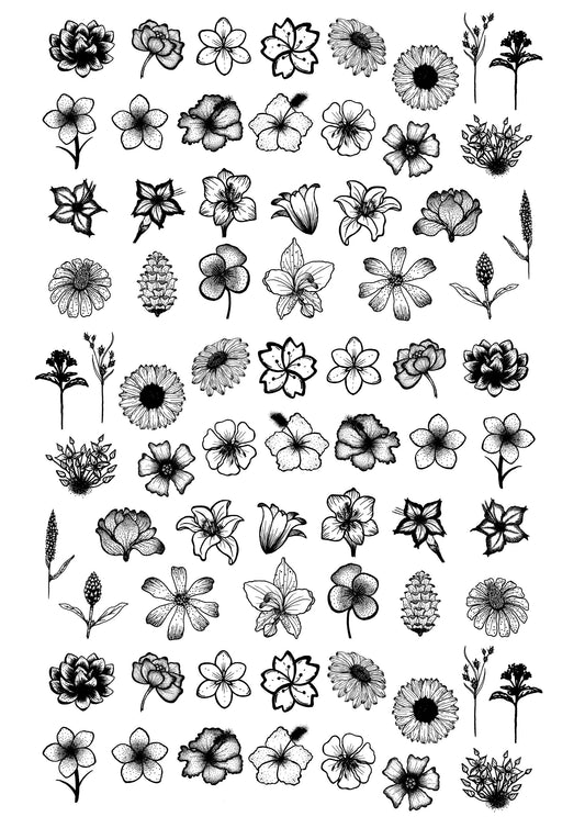 Decals, Flowers Ceramic decals - Enamel Decal - Fusible Decal - Glass Fusing Decal ~ Waterslide Decal - 4031