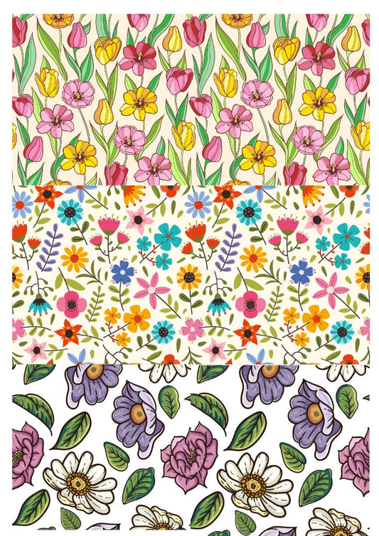 Decals, Flowers Pattern Ceramic decals - Enamel Decal - Fusible Decal - Glass Fusing Decal ~ Waterslide Decal - 3117