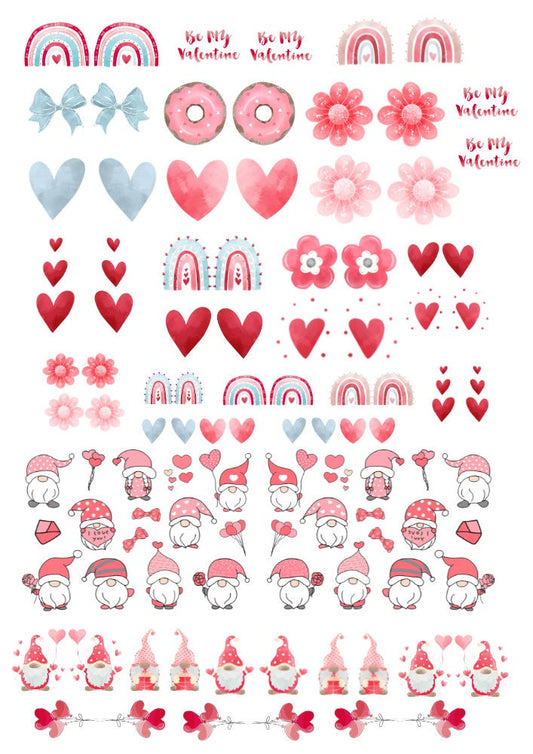Decals, Valentine Gnome Easter Ceramic decals - Enamel Decal - Fusible Decal - Glass Fusing Decal ~ Waterslide Decal 21282128