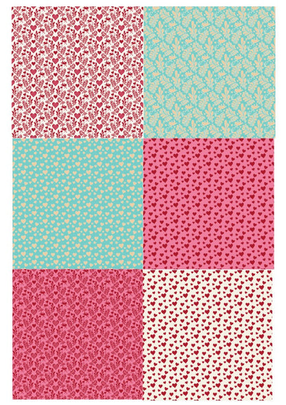 Valentine Ceramic Decals, Enamel & Glass Fusing Waterslide Decals, Fusible Decal for Ceramics, Hearts and Botanical Leaves Pattern
