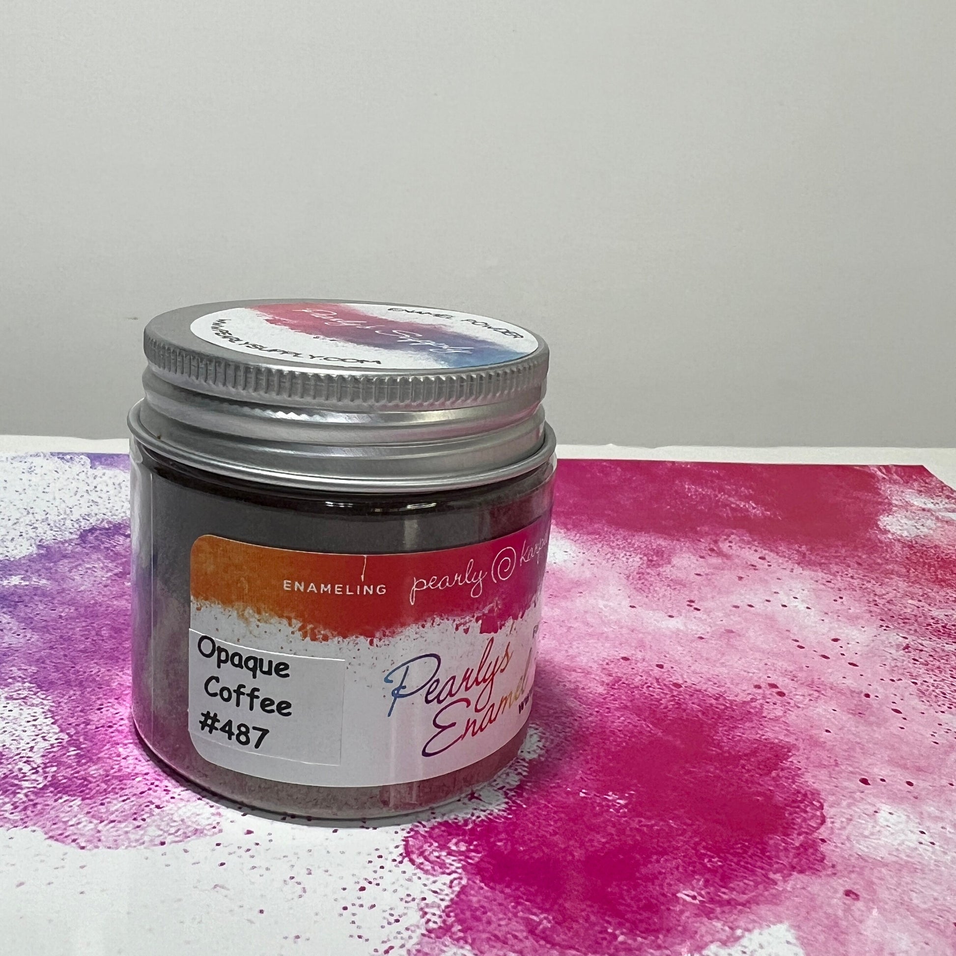 487 Pearly's Lead-Free Coffee Enamel Powder, Opaque, 3oz (85g) for Torch Firing or Kiln, Enameling Supply