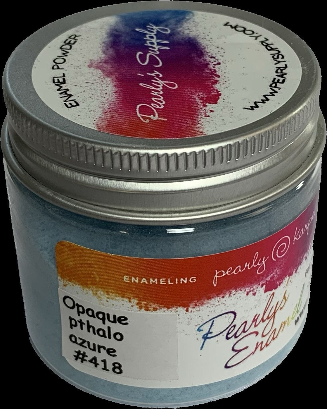 Pearly's Enamel Powder No. 418# Opaque pthalo azure 3oz. (85gr.) Great for torch/kiln/Cloisonné and Wet Packing Enameling
