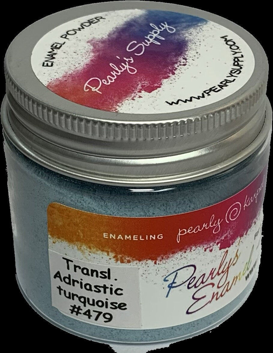 Pearly's Enamel Powder No. 479# Transparent Adriatic Turquoise 3oz. (85gr.) Great for torch/kiln/Cloisonné and Wet Packing Enameling