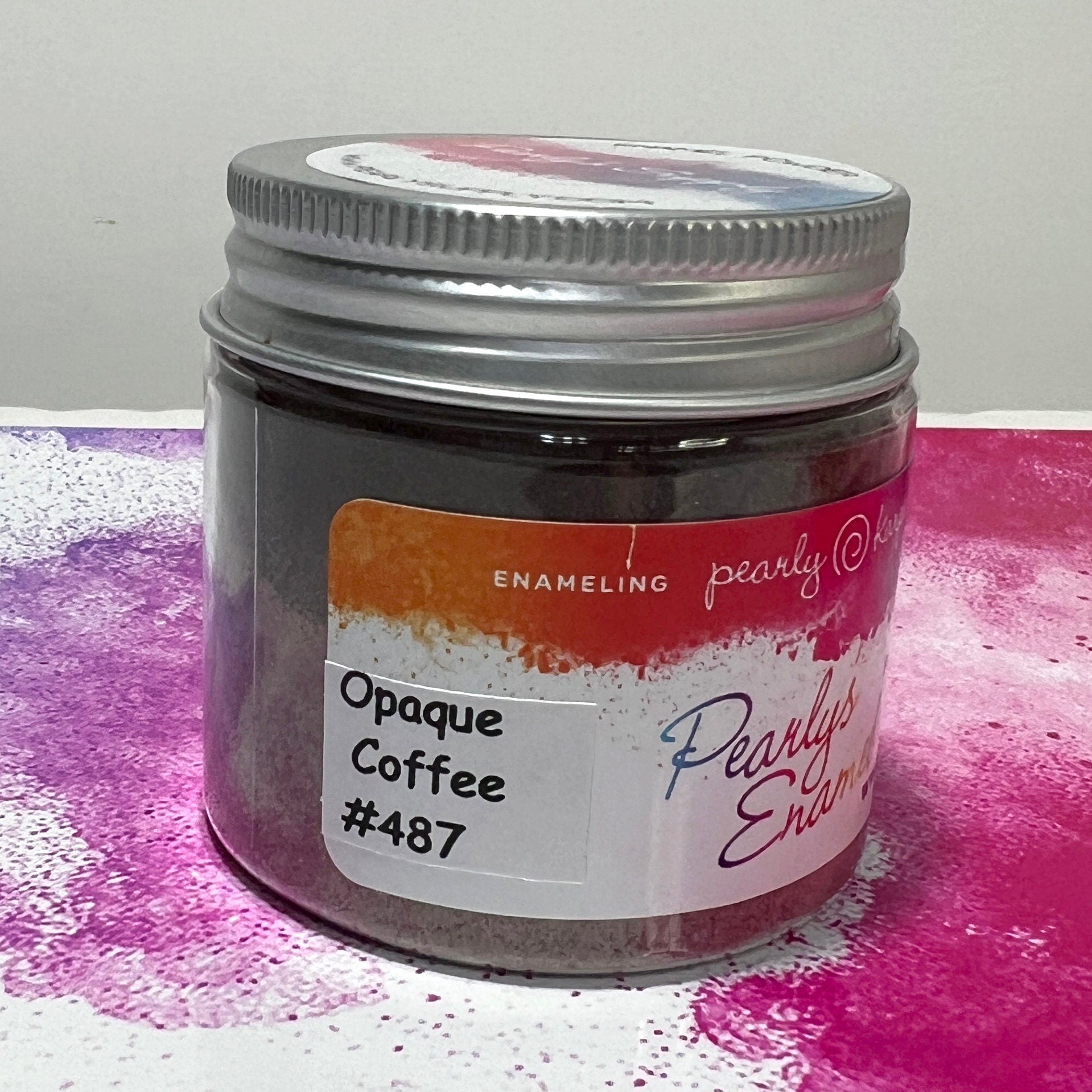 487 Pearly's Lead-Free Coffee Enamel Powder, Opaque, 3oz (85g) for Torch Firing or Kiln, Enameling Supply