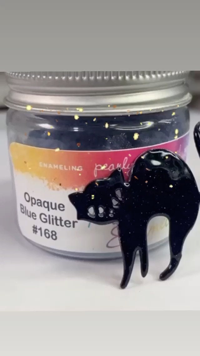 Pearly's Enamel Powder No. 168 Opaque Blue Glitter 3oz. (85gr.) - Lead Free Great for torch/kiln/Cloisonné and Wet Packing Enameling